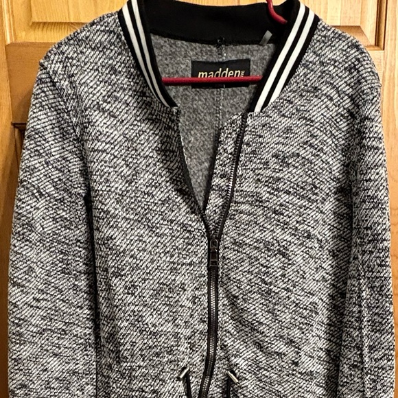 Madden Women's Gray Varsity Jacket - Picture 1 of 5